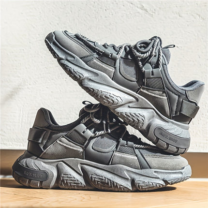 Men's Vintage Old School Style Chunky Shoes, Comfy Non Slip Durable Lace Up Sneakers For Men's Outdoor Activities