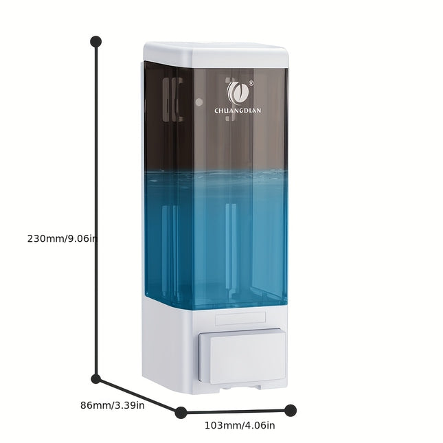 500ml Wall-mounted Bathroom Soap Dispenser for Shower Gel and Shampoo | Plastic, Wall Mount, No Needed,