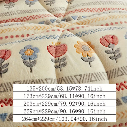 Three-layer Thick - Soft And Warm - Bohemian-style Thick Winter Quilt - Snowflake Thick Blanket