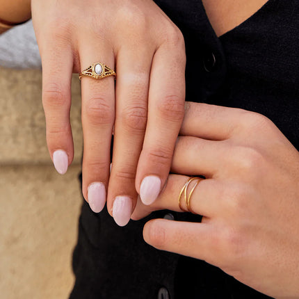 Minimalist Titanium Steel Three-Layer Geometric Line Ring