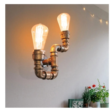 Creative Water Pipe Wall Lamp Bedroom Retro Wrought Iron