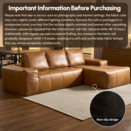 Modern Couch, L-Shaped Sectional Sofa, Oversized Modular Boneless Design with Lounge