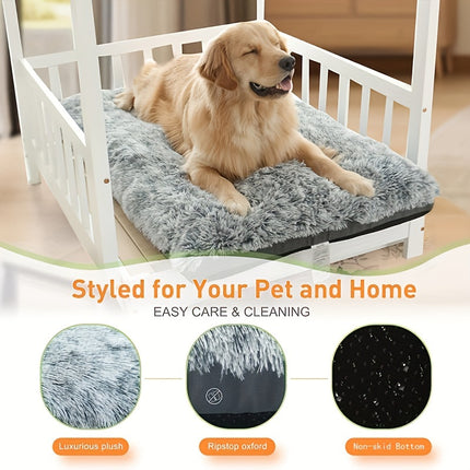 Orthopedic Dog Bed for Medium & Large Dogs - Plush Blue Faux Fur Pet Bed with High
