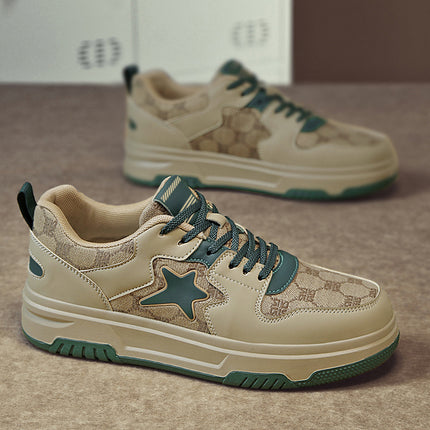 Men'S & Women'S Low-Top Skate Sneakers - & Teal Star Accent Casual Shoes, Slip-Resistant Rubber Sole, All
