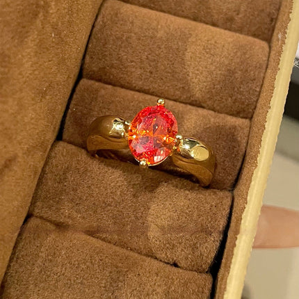 Mid-Range Light-Luxury Niche Zircon Gold Ring For Women