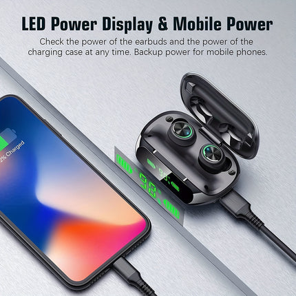 Wireless Earbuds V5.3 Headphones, with Charging Case 200 Hrs Playtime