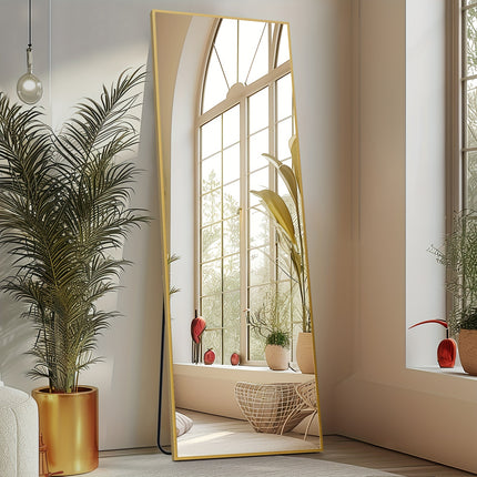 Tall Mirror With Stand, Tall Full Body Mirror, Hanging Or Leaning For Wall, Aluminum