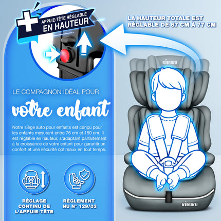 Child Car Seat 9-36 Kg (1-12 Years) with Cushion for Child Seat - ECE R129/03 Car Seat, Group 1/2/3 Child Car Seat 5