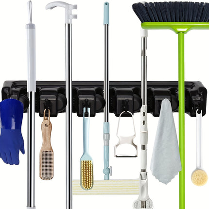 1pc Multi-Use Magic Mop and Broom Holder with Hanging Hooks - Space-Saving