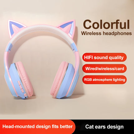 Cat Ear Headphones with Cat Ear Headpieces & RGB HIFI Sound Stereo Sound Compatible