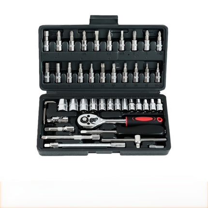 46pcs Automotive Mechanical Repair Tool Set Multifunctional with Socket, Wrench, and Ratchet,