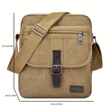 Large-capacity Shoulder Bag, Unisex Vintage Style, Multi-compartment Casual and Durable