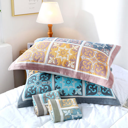 European-style Cotton Five-layer AB Gauze Pillow Towel