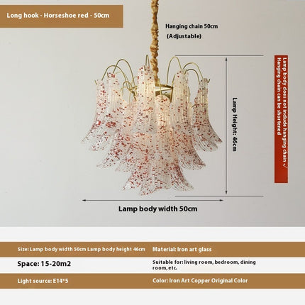 Crystal Shell Chandelier Retro Color Bedroom Glass Lamp