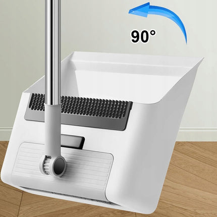 Three-Piece Broom and Dustpan Set with Upright Storage System for No-Stoop Cleaning, Broom Sweeping Set,