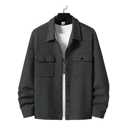 Men's Casual Jacquard Plaid Baggy Coat Shirt
