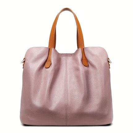 Luxury Genuine Genuine Leather Tote Bag for Women - Large Capacity, Two