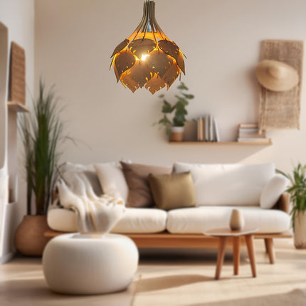 Rustic Farmhouse Wooden Chandelier Lampshade - Easy Assembly, Perfect for Bedroom, Living Room & Kitchen Decor