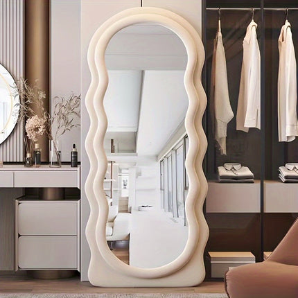 Full-Length Mirror with Soft Flannel Cover, Dual Wall or Floor Standing Design,
