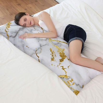 Body Pillow with Golden Accents - 50x150cm Breathable Comfort for Side/Back/Stomach Sleepers