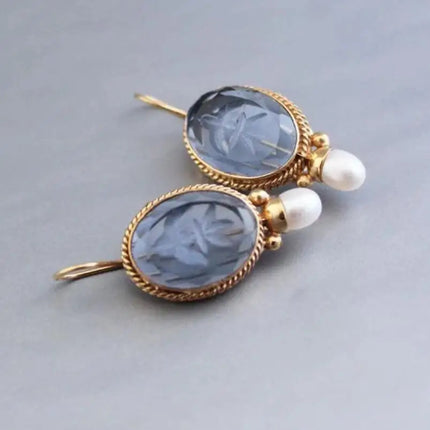 Inlaid Pearl Vintage Style Earrings