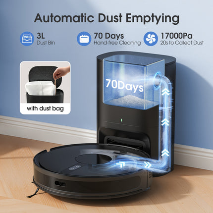 Lubluelu B40 Plus Robot Vacuum And Mop, with 3.0L Self Emptying Station No Cleanup for Up to 70 Days