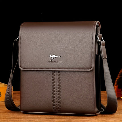 1pc Genuine Men's Shoulder Bag, Large Capacity Casual Crossbody Bag for Travel, Adjustable Strap,