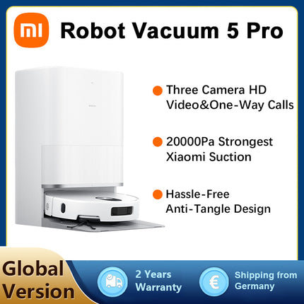 XIAOMI Robot Vacuum 5 Pro, Powerful Obstacle Avoidance with AI, Intelligent Dirt Recognition