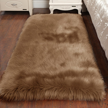 1pc Coffee Brown Faux Fur Plush Area Mat - Soft, Non-Slip,