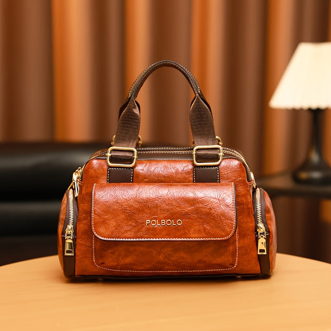 Women'S Large Capacity Crossbody Bag - Heavy-Duty Zipper Closure, Elegant Brown