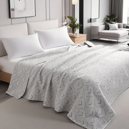 3 Layers Egyptian Cotton Muslin Bed Blanket, Breathable Yarn Dyed Quilt Perfect for Couch, Bed