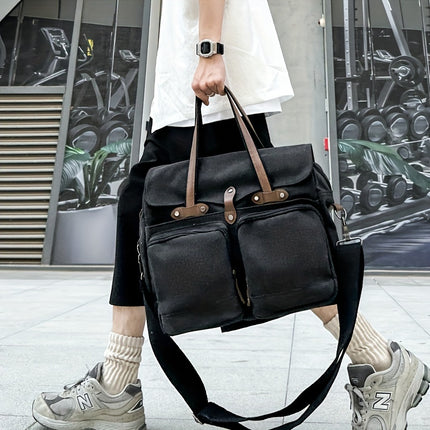Large Capacity Multi-Compartment Canvas Men'S Bag, Stylish Men'S Shoulder Bag, Business Casual