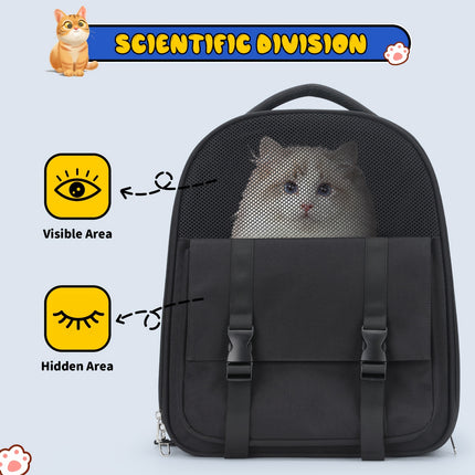 Large Capacity Portable Pet Carrier Backpack Breathable Nylon with Transparent Front Panel
