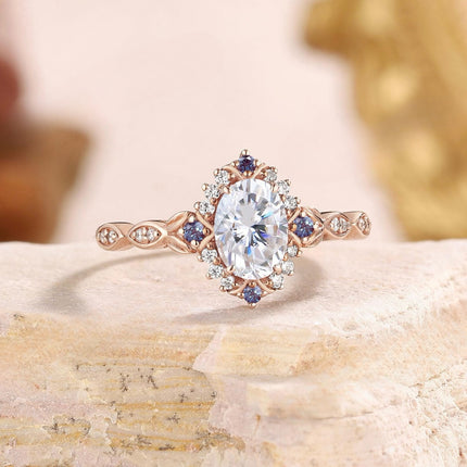 Rose Gold-Plated Flower Zircon Ring