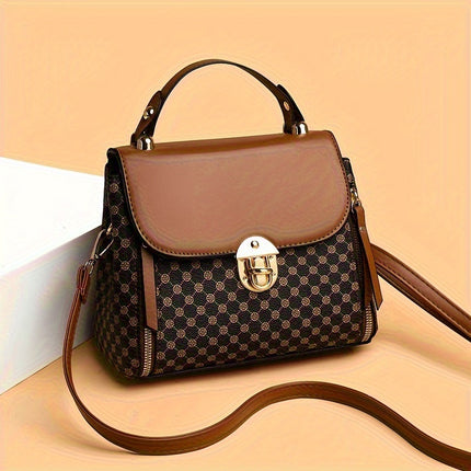 Geometric Handbag - Adjustable Shoulder Strap, Large Capacity Anti-Theft Zipper Closure