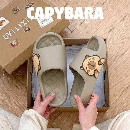 2 pcs Summer Slide Sandals for and, Cute Cartoon Capybara Bathroom Slippers for Home and Bathing