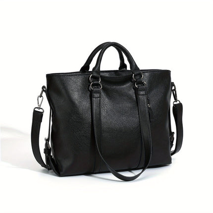 1+ Women's Vintage Synthetic Leather Tote Handbag with Adjustable Shoulder Strap