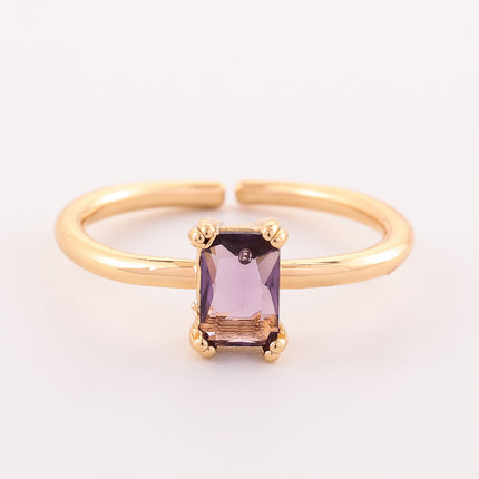 Retro Color Zircon 12th Birthday Stone Ring Simple Bracelet Ring