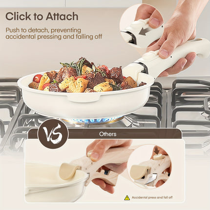Pots And Pans, Pots with Removable Handle, Non-stick Ceramic Coating, 20cm 28cm Frying Pan
