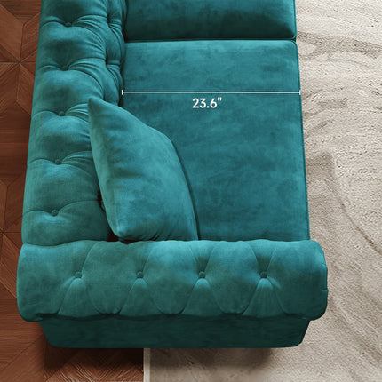 Sofa, Crafted with Black Velvet And Featuring Rolled Arms