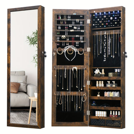 47.2"" Wall Mounted Organizer With Lockable Full-Length Mirror Perfect for Bedroom