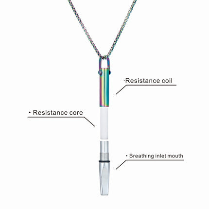 Breathing Resistance Whistle Necklace Round Tube Built-in Cotton Core