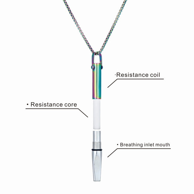 Breathing Resistance Whistle Necklace Round Tube Built-in Cotton Core