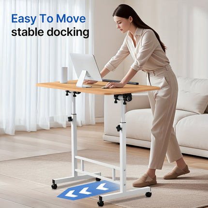Ergonomic Height-Adjustable Computer Desk Workstation - Dual-Sided White Folding Table ,