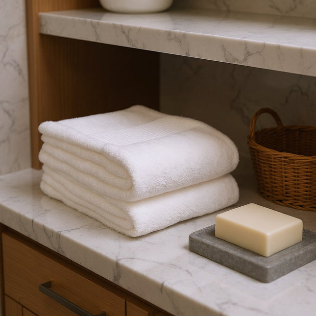 Set of Two White Turkish Cotton 13" X 13" Quick Dry Terry Cloth Washcloths