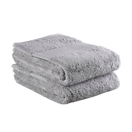 Set of Two Light Gray Cotton 13" X 13" Quick Dry Terry Cloth Washcloths