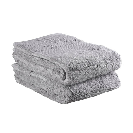 Set of Two Light Gray Cotton 16" X 30" Quick Dry Terry Cloth Hand Towels