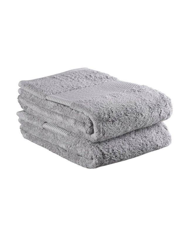 Set of Two Light Gray Cotton 16" X 30" Quick Dry Terry Cloth Hand Towels
