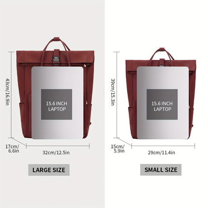 New Large-Capacity Rolled-Edge Backpack Suitable for 15.6-Inch Laptops, Ideal for Both Male And Female Students
