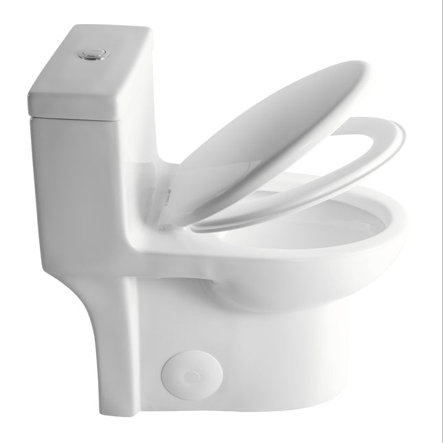 Gloss White Tornado Flush One-Piece Toilet with Soft Closing Seat, Water-Saving Dual Flush, Ceramic Comfort Height